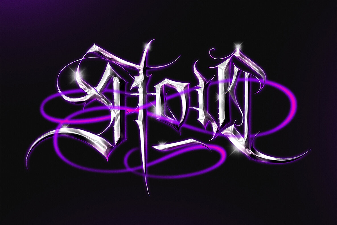 Chrome Gothic Text Effect   Dark Metallic PSD Template 2