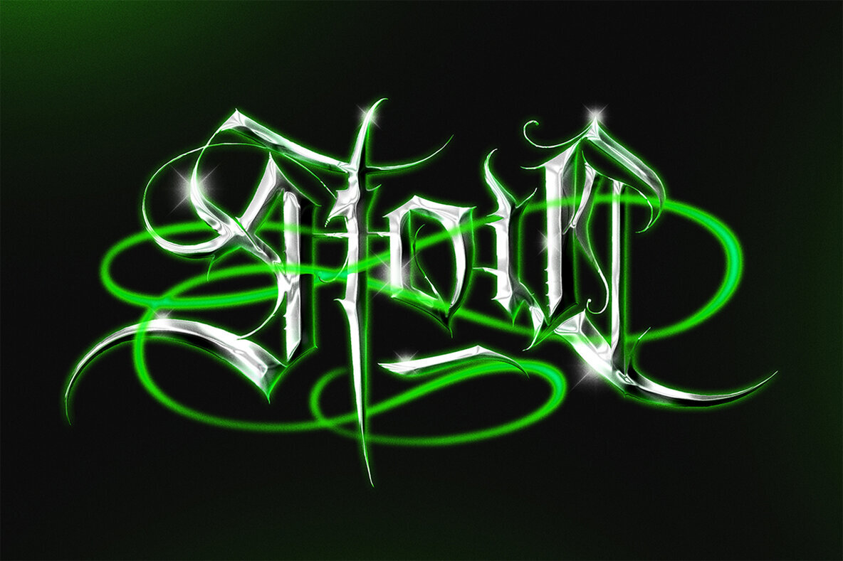 Chrome Gothic Text Effect   Dark Metallic PSD Template 3