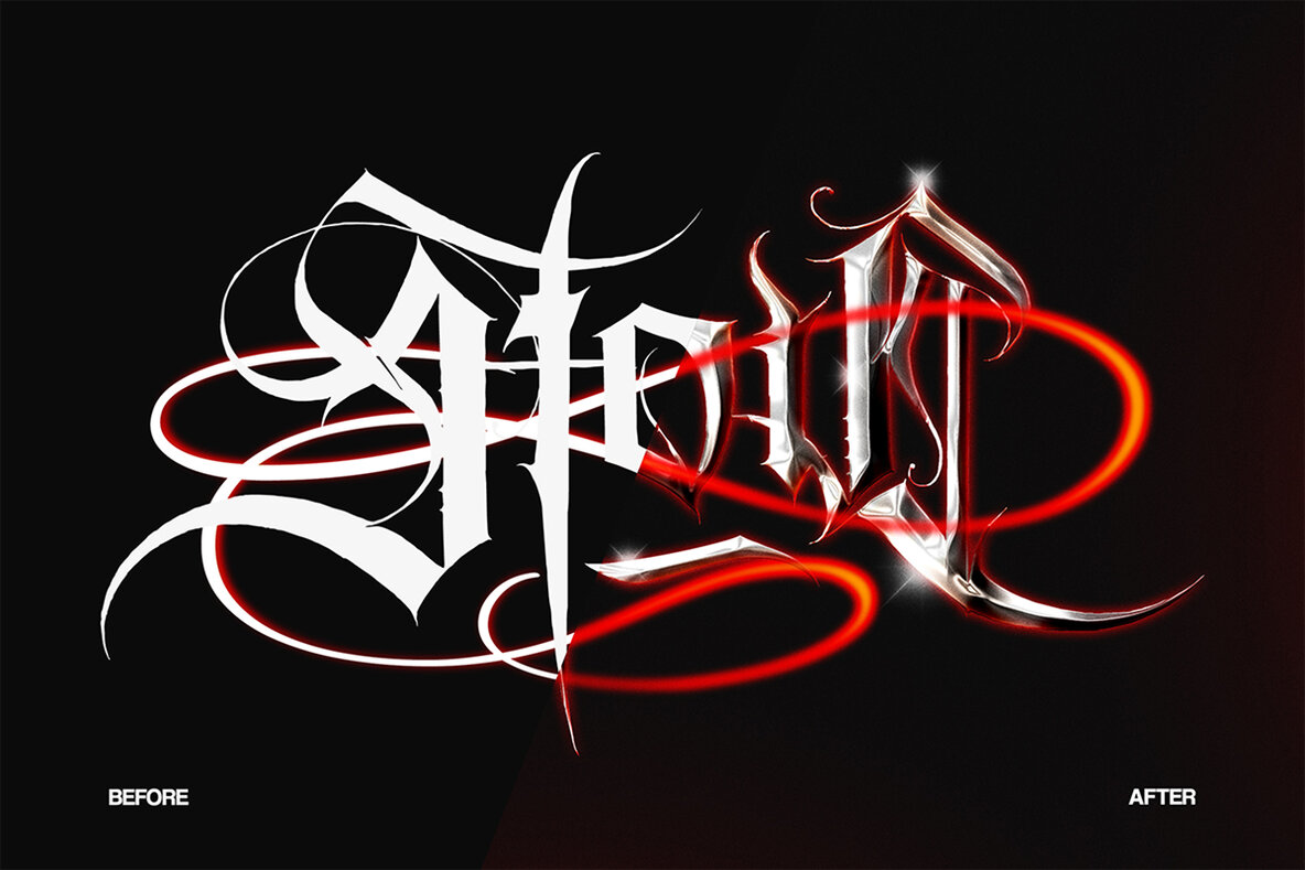 Chrome Gothic Text Effect   Dark Metallic PSD Template 5