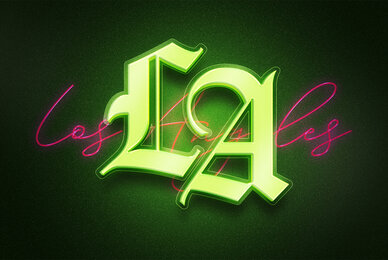Neon La Text Effect   West Coast Glow Psd Template