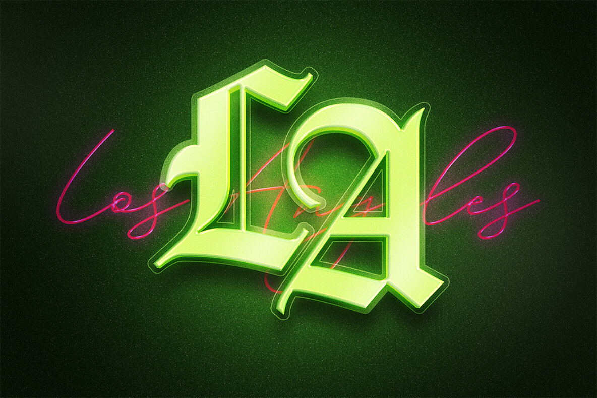Neon La Text Effect   West Coast Glow Psd Template 1