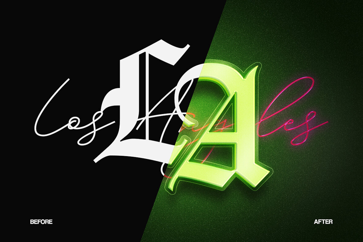 Neon La Text Effect   West Coast Glow Psd Template 3