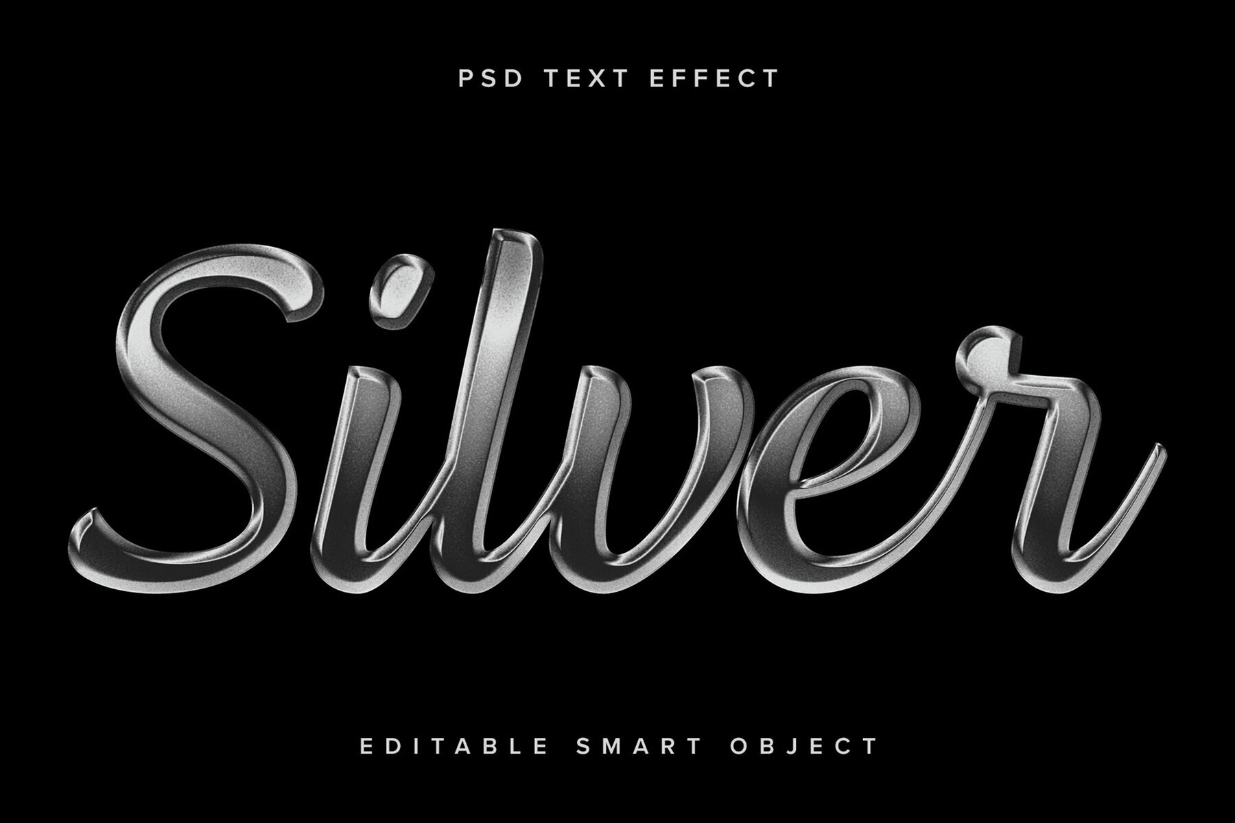 Metallic Textured Silver Text Effect Mockup 1
