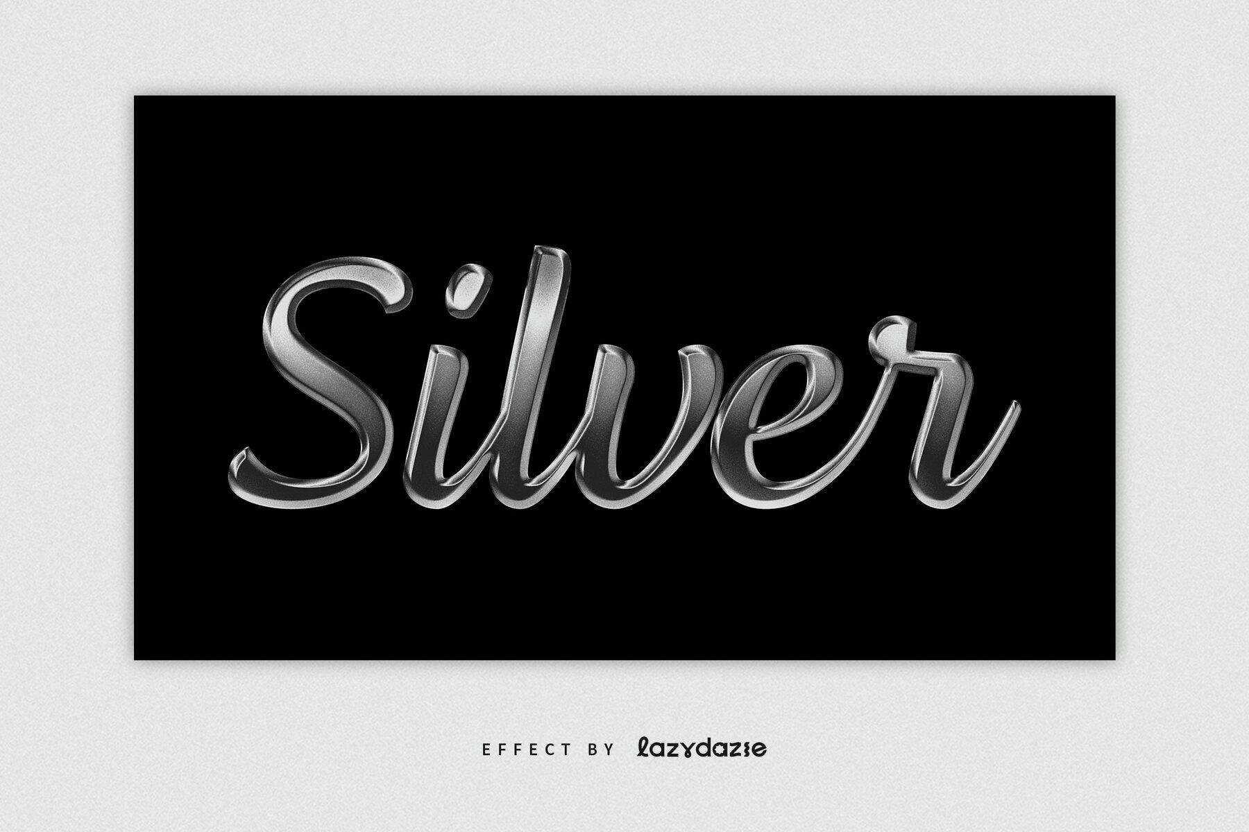 Metallic Textured Silver Text Effect Mockup 2