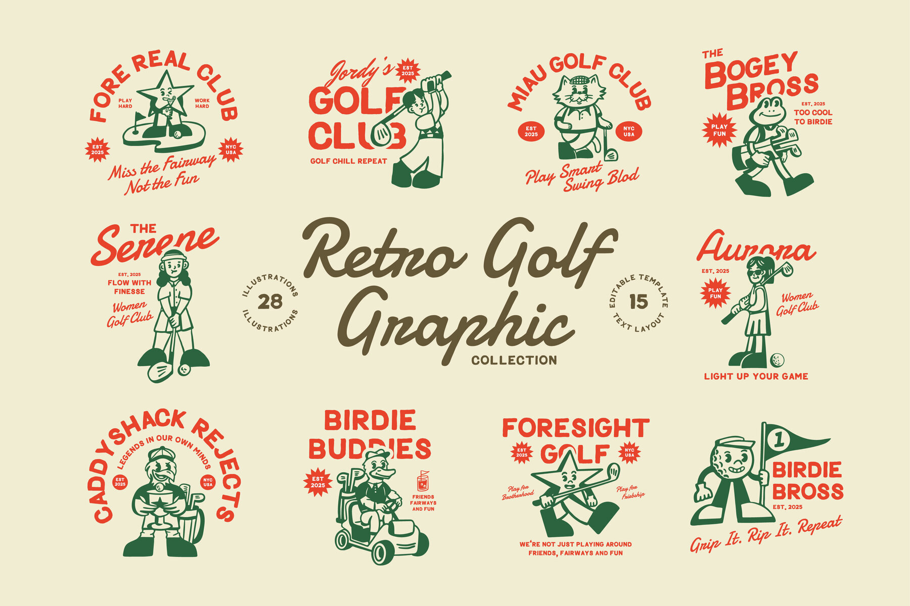 Retro Golf Graphic Collection 1