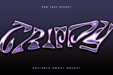 Warped Metallic Text Effect Mockup