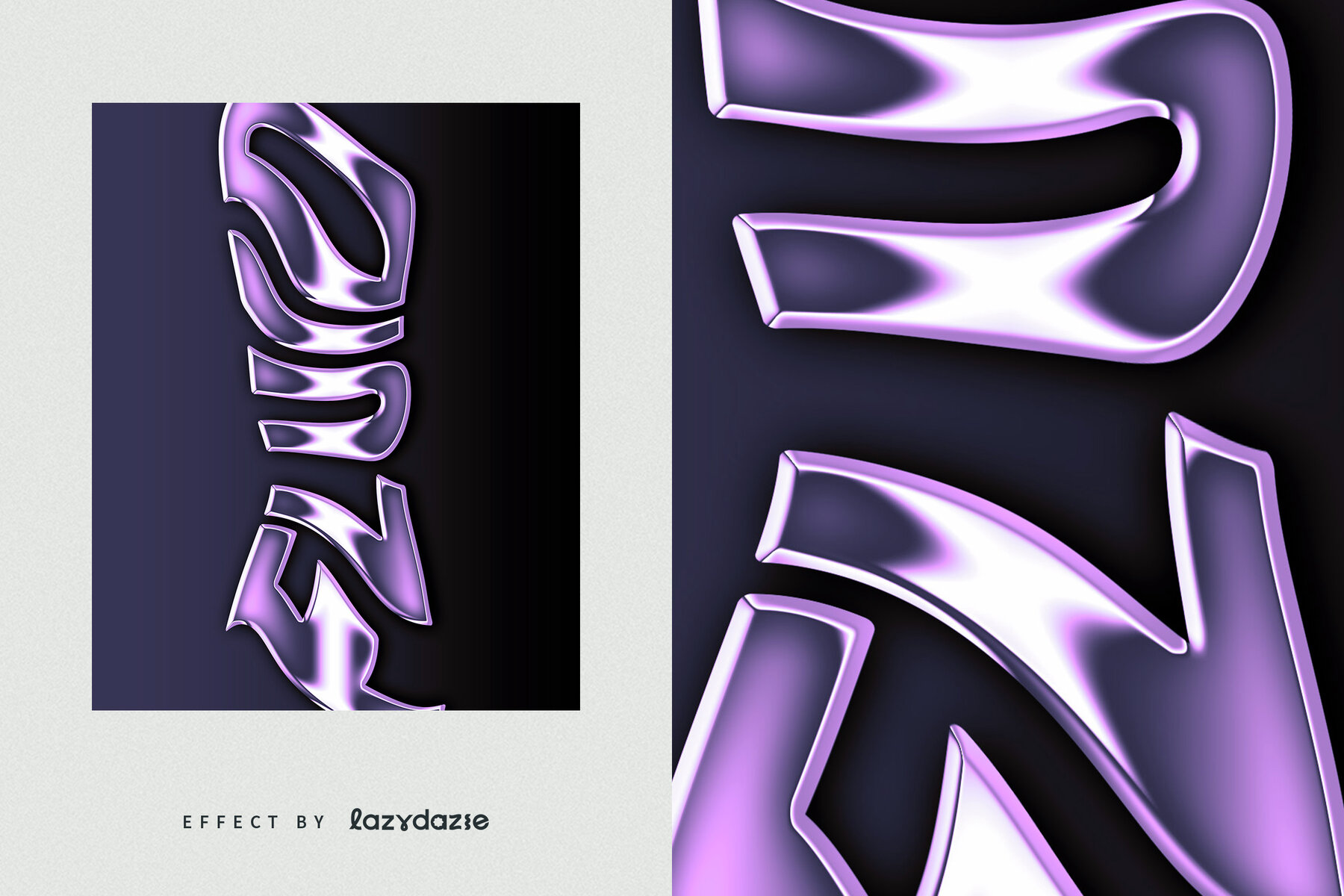 Warped Metallic Text Effect Mockup 6