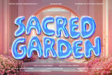 Sacred Garden Text Effect Dreamy Frutiger Aero PSD Template