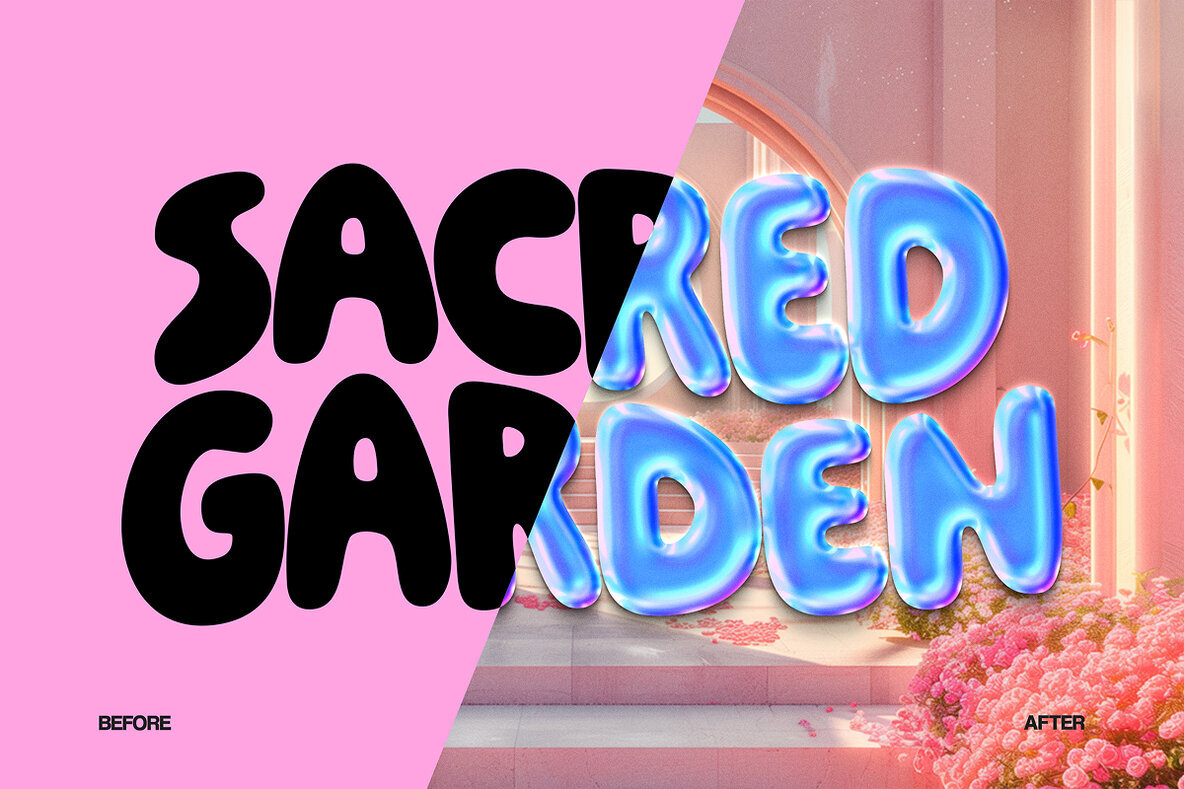 Sacred Garden Text Effect   Dreamy Frutiger Aero PSD Template 3