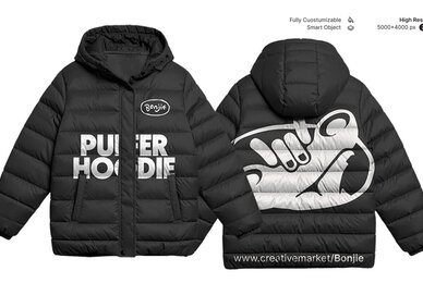 Boxy Puffer Hoodie Mockups