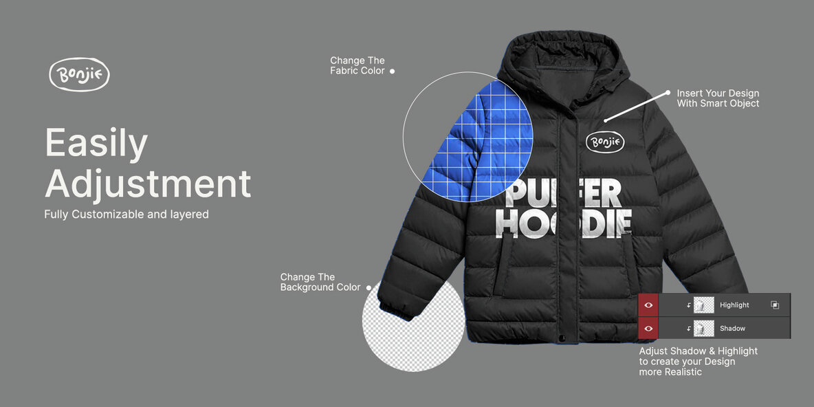 Boxy Puffer Hoodie Mockups 2