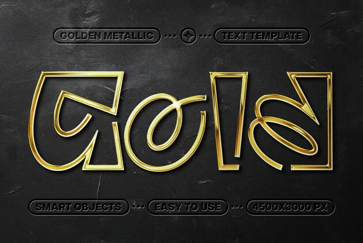 Realistic Gold Metallic Text   Logo Mockup 1
