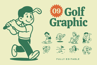 Retro Golf Mascot Illustrations