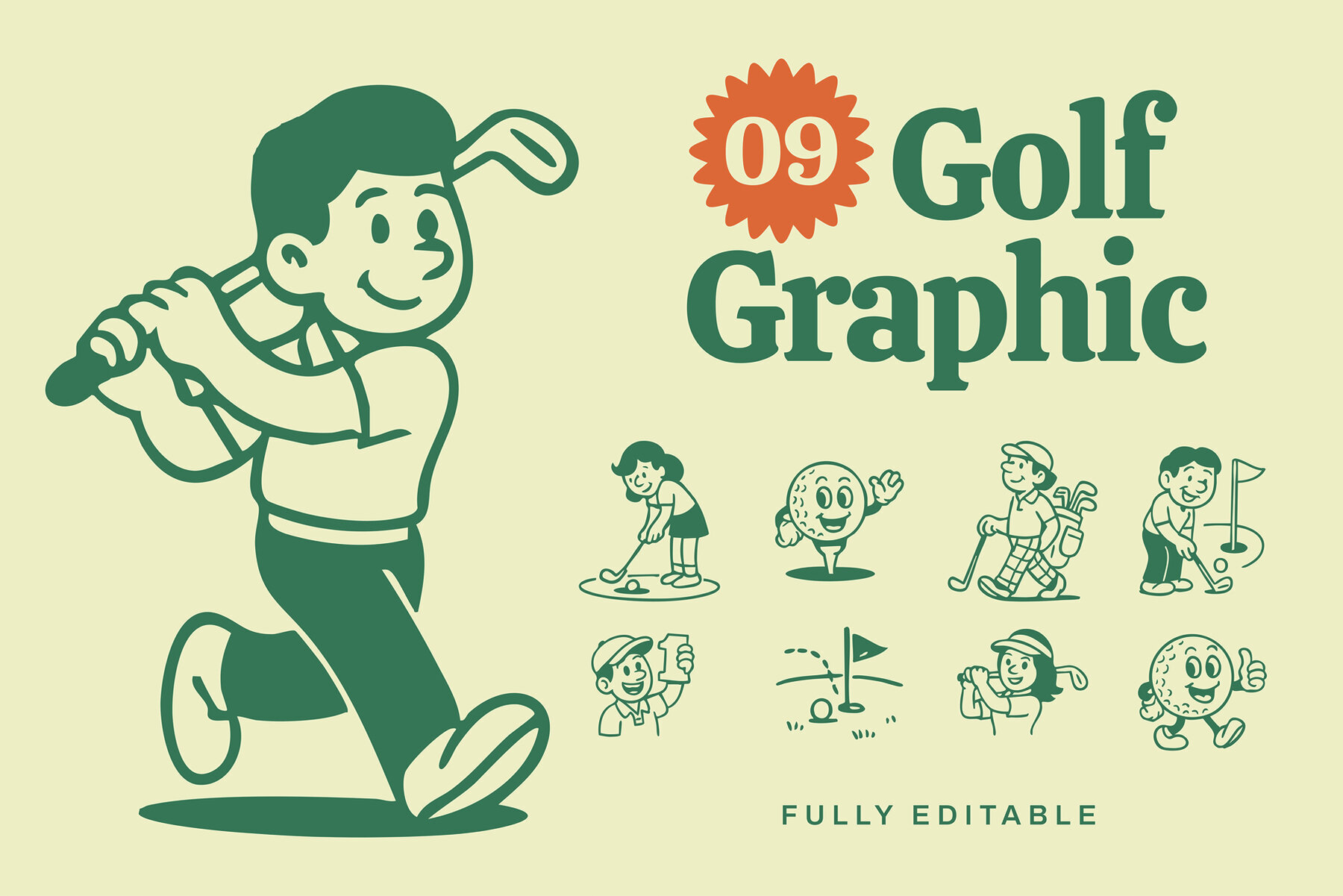 Retro Golf Mascot Illustrations 1