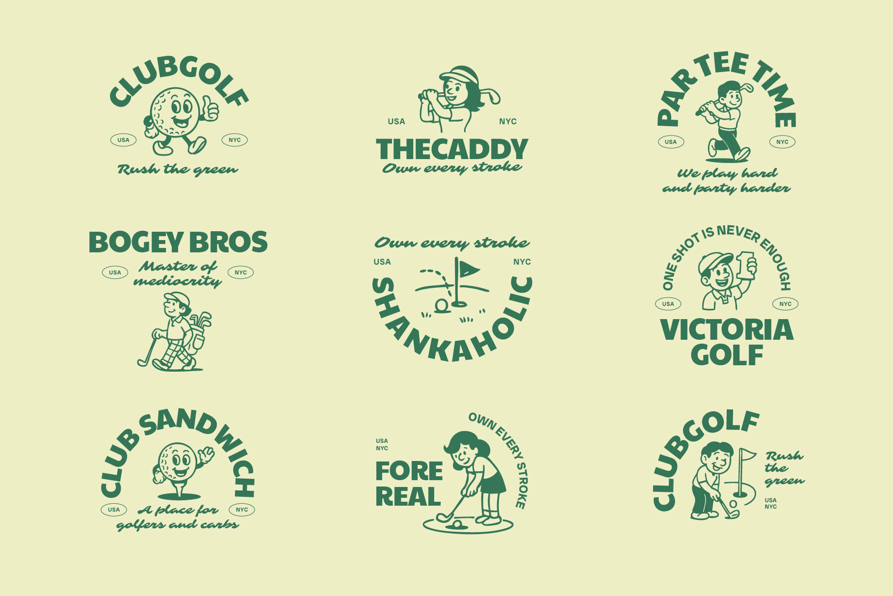 Retro Golf Mascot Illustrations 5