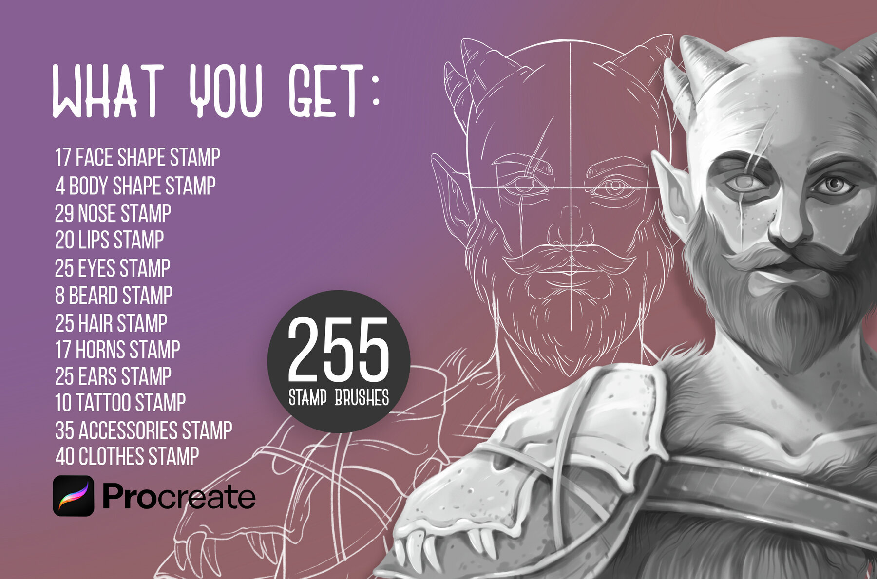 Procreate and PS Fantasy Men Portrait Creator 3