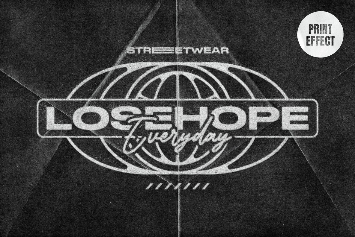 Worn Print Text and Logo Effect 1