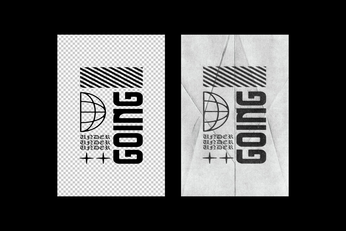 Worn Print Text and Logo Effect 6