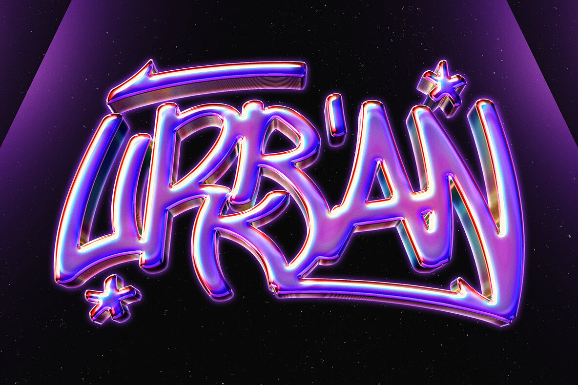 Urban Chrome Text Effect   Futuristic Graffiti PSD Template 1