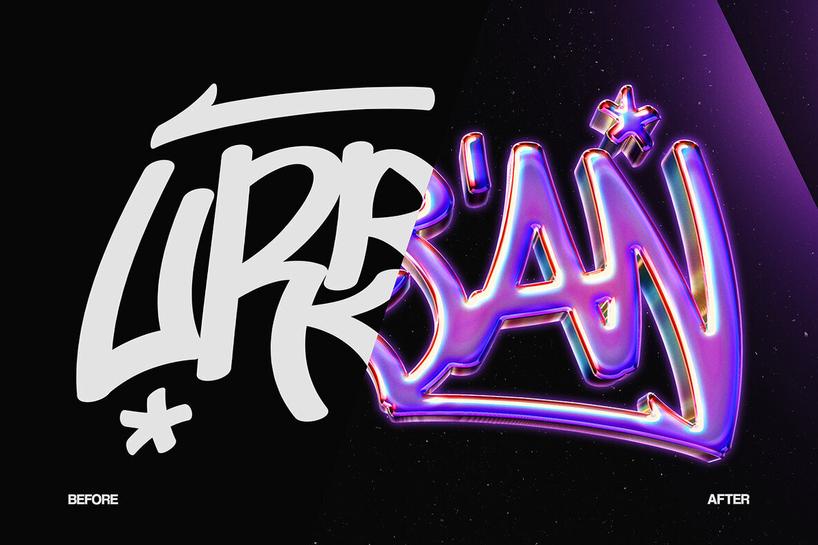 Urban Chrome Text Effect   Futuristic Graffiti PSD Template 3