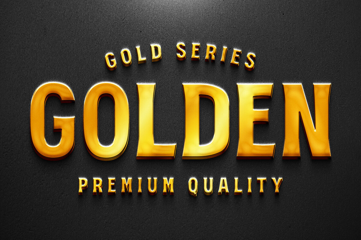 Golden 3D Text Effect   Luxury Metallic PSD Template 1