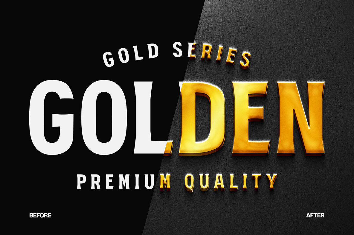 Golden 3D Text Effect   Luxury Metallic PSD Template 3