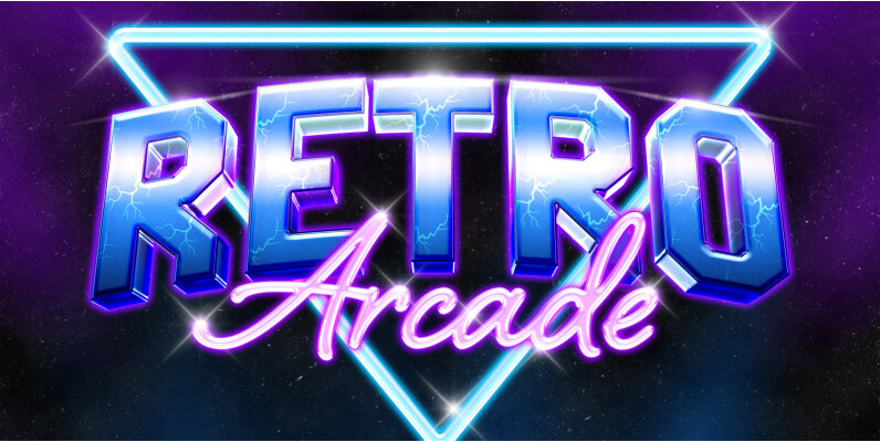 Retro Arcade Text Effect   80s Neon Chrome PSD Template