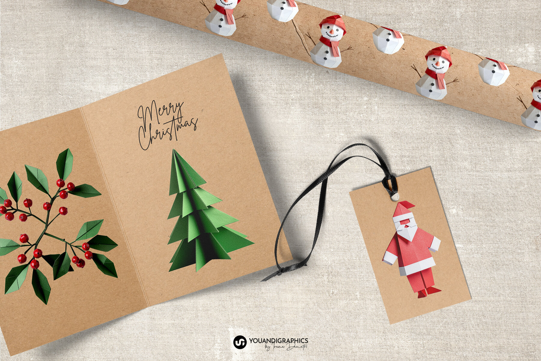 Christmas Origami Paper Elements 6