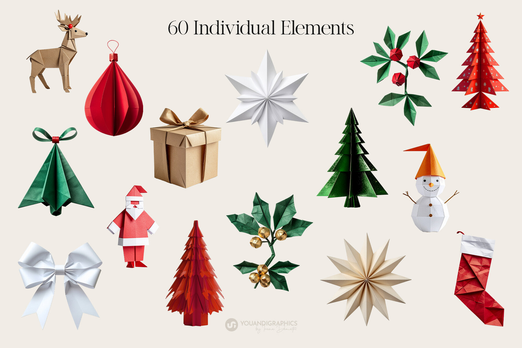 Christmas Origami Paper Elements 9