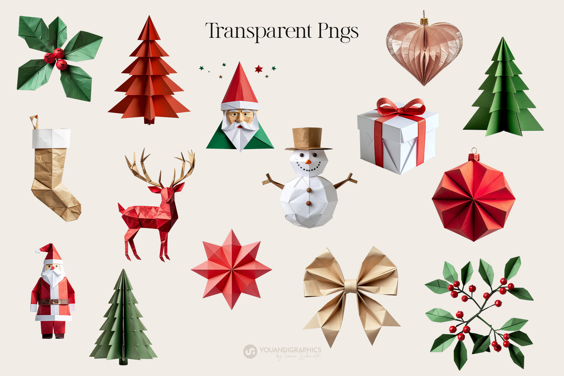 Christmas Origami Paper Elements 10