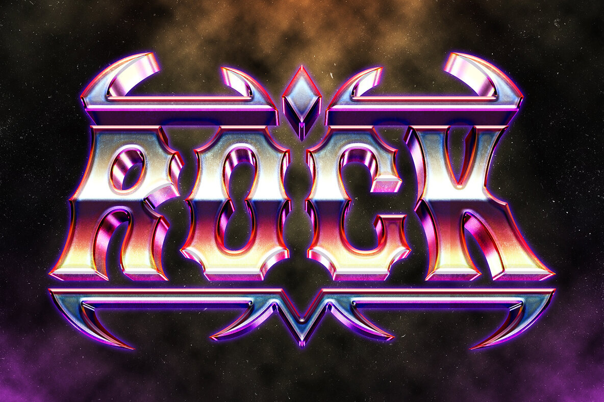 Metal Rock Text Effect   Chrome Fantasy PSD Template 1