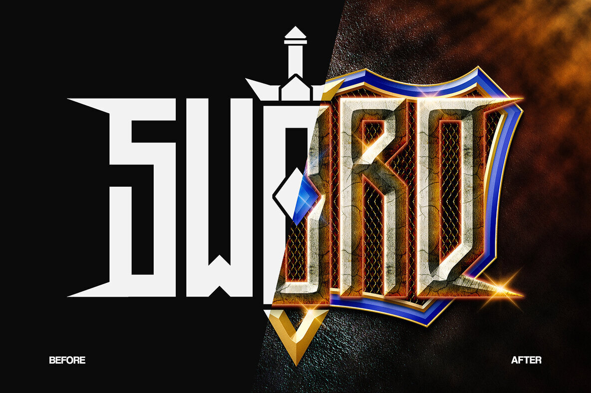 Sword Fantasy Text Effect   Medieval RPG PSD Template 3