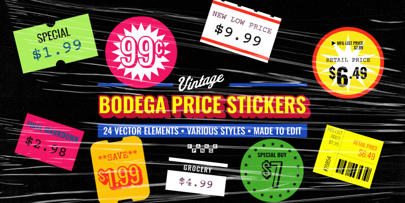 Vintage Bodega Price Stickers