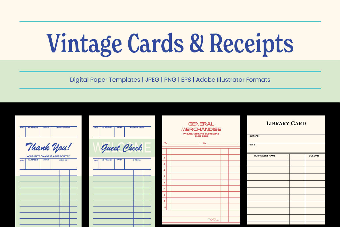 Vintage Cards and Receipts Templates 1