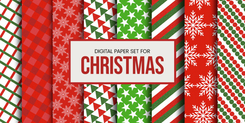 Digital Paper Set for Christmas