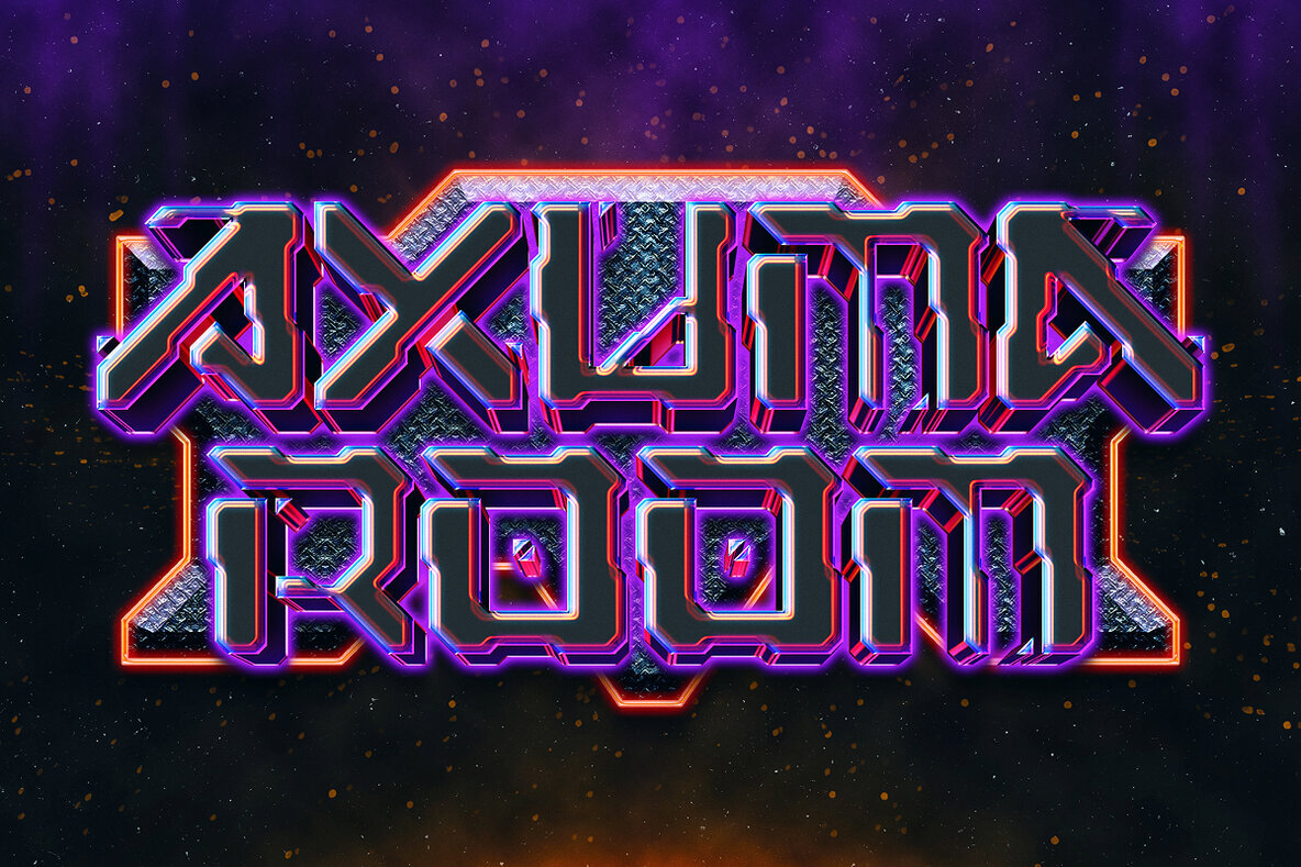 Dark Sci Fi Chrome Text Effect PSD Template 1