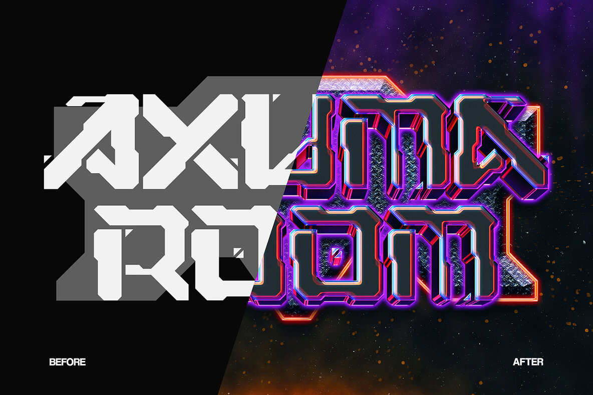 Dark Sci Fi Chrome Text Effect PSD Template 4