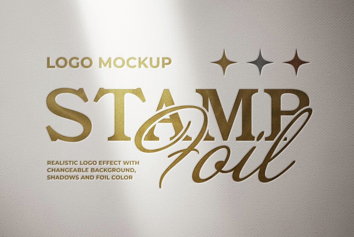 Foil Stamp Text and Logo Mockup 1