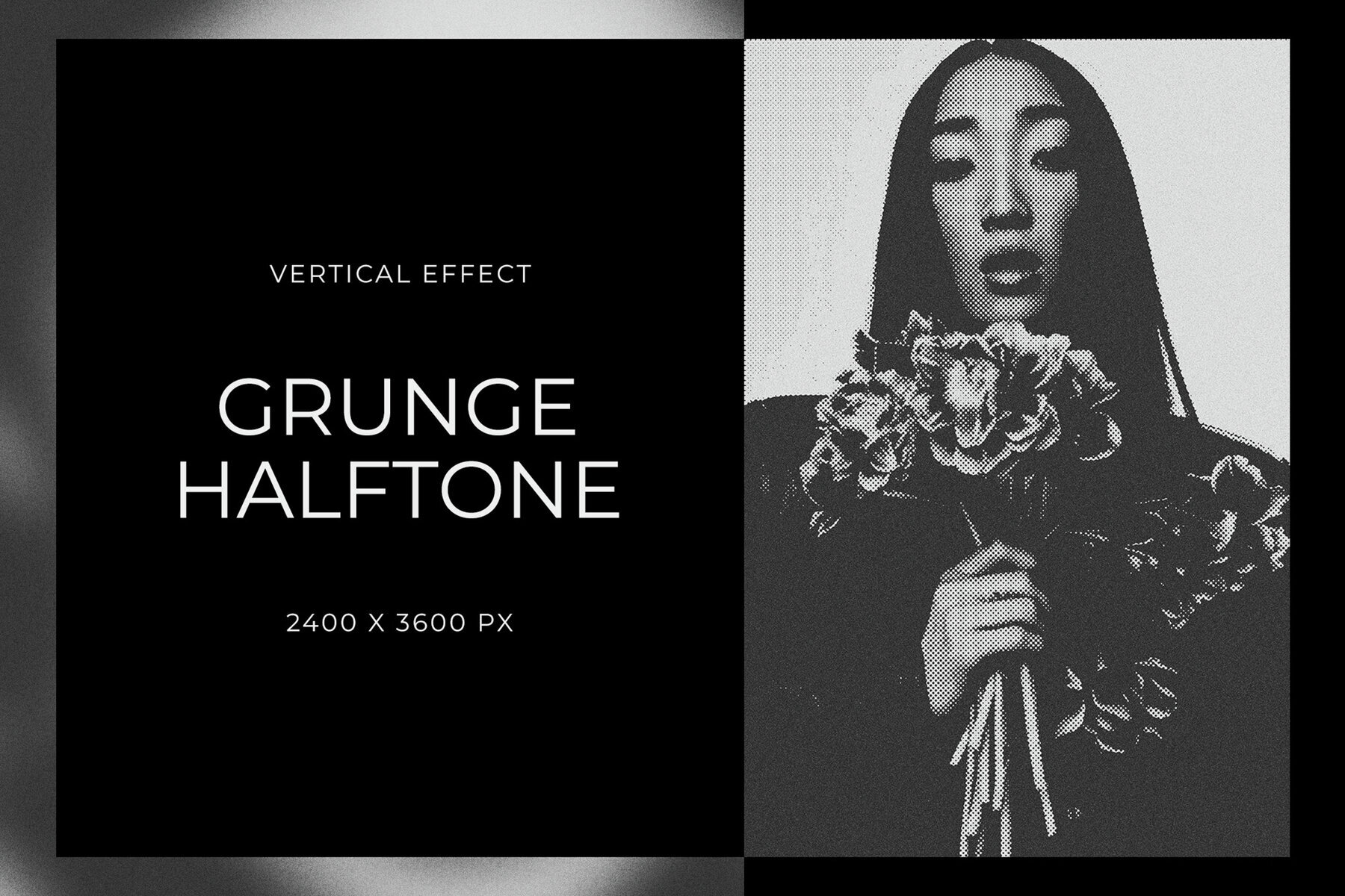 Grainy Duotone Vertical Image Effect Mockup 1