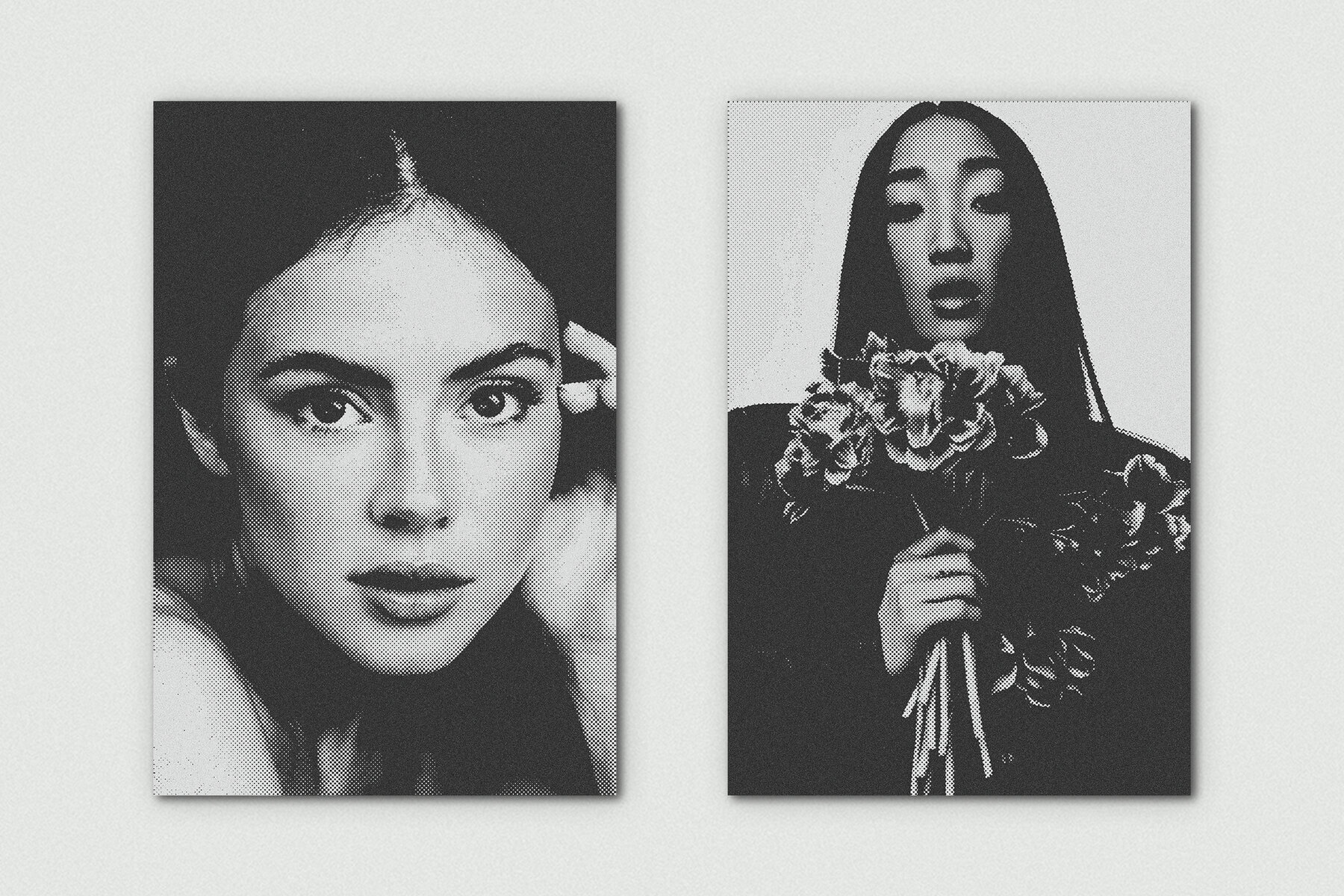 Grainy Duotone Vertical Image Effect Mockup 2