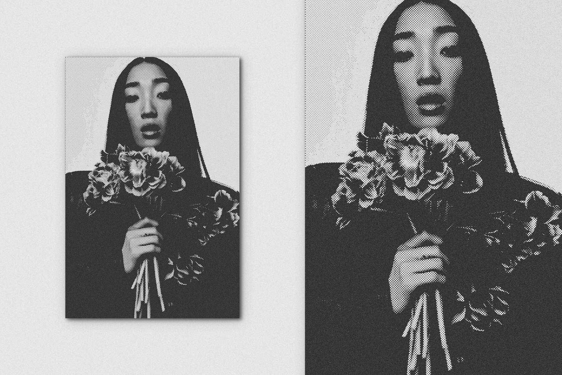 Grainy Duotone Vertical Image Effect Mockup 5