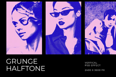 Grunge Halftone Vertical Image Effect Mockup