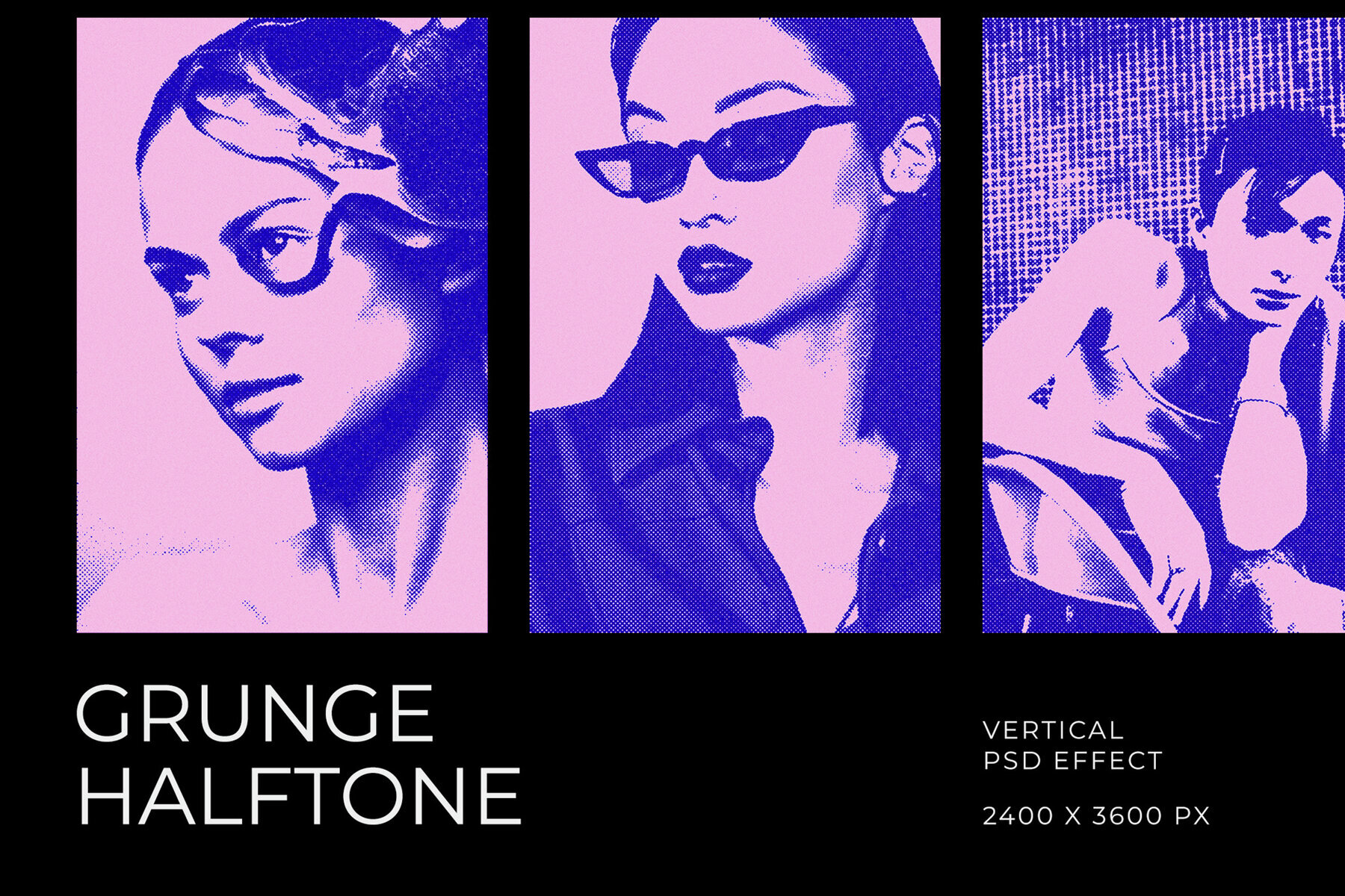 Grunge Halftone Vertical Image Effect Mockup 1