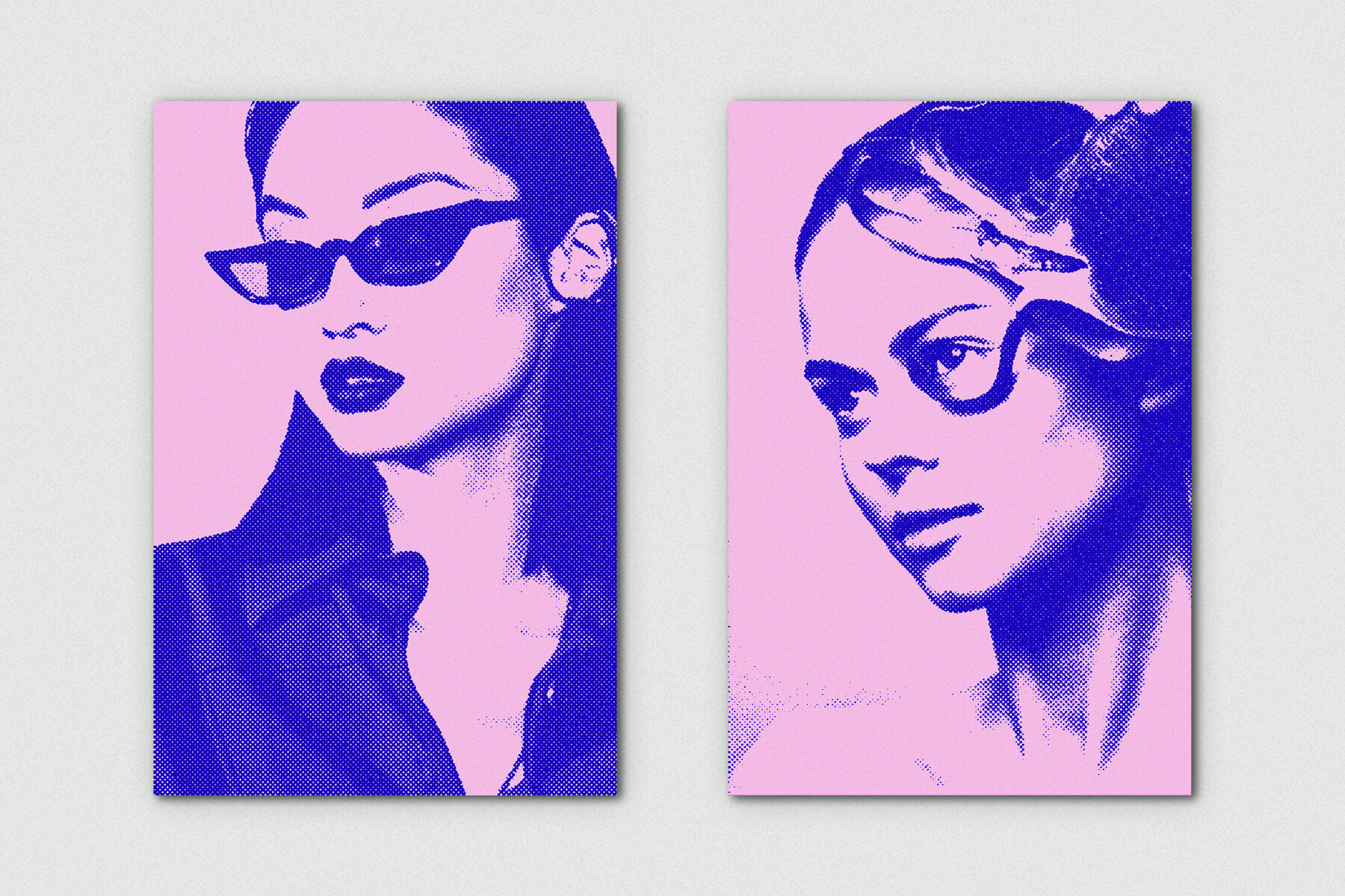 Grunge Halftone Vertical Image Effect Mockup 2