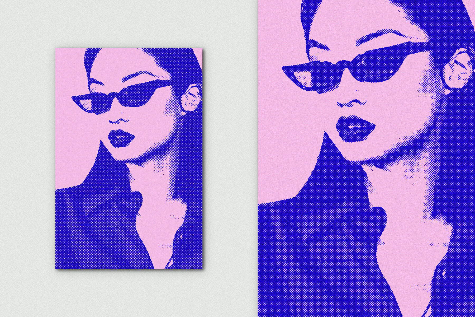 Grunge Halftone Vertical Image Effect Mockup 4