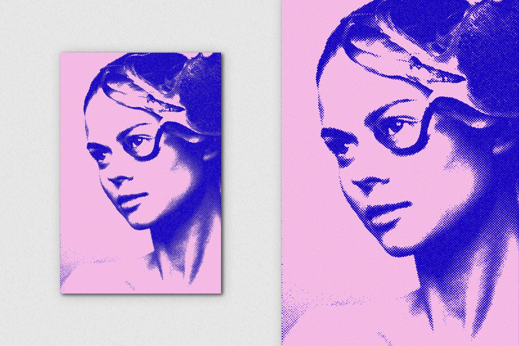 Grunge Halftone Vertical Image Effect Mockup 5