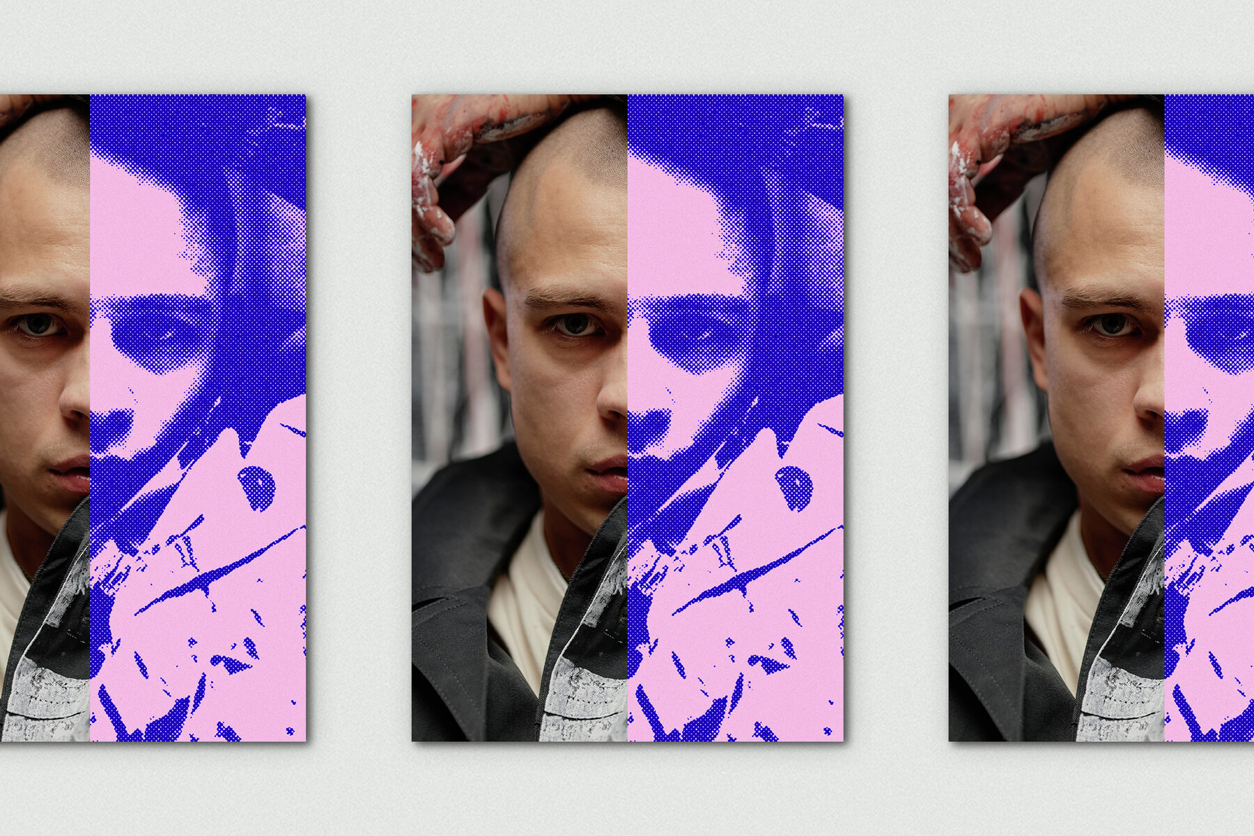 Grunge Halftone Vertical Image Effect Mockup 6