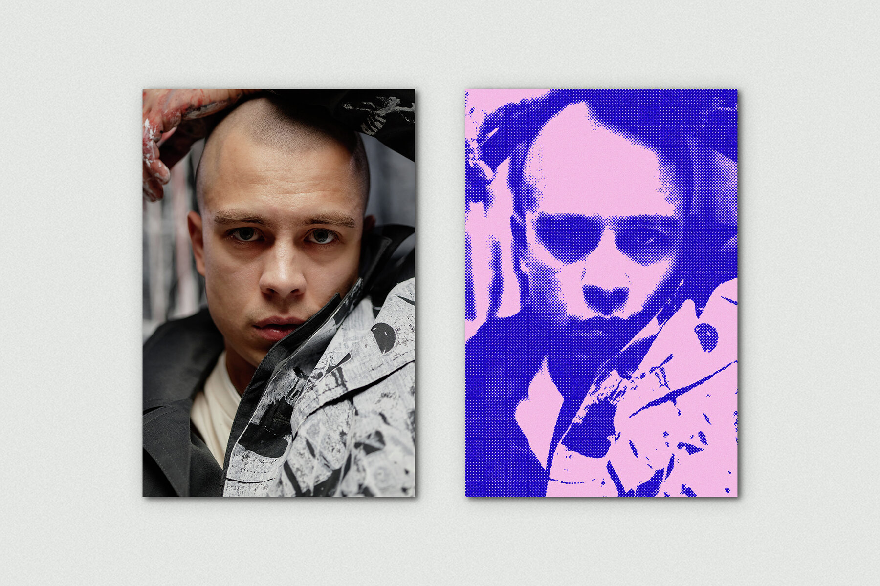 Grunge Halftone Vertical Image Effect Mockup 7