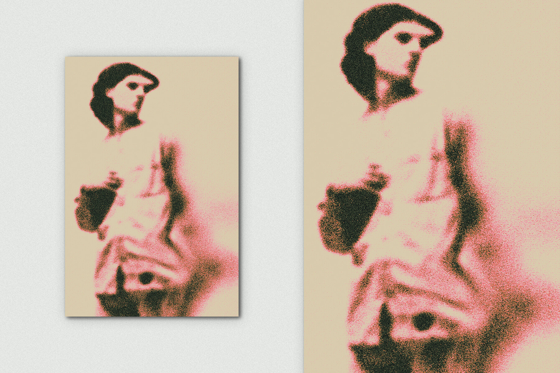 Dissolving Grain Vertical Image Effect Mockup 4