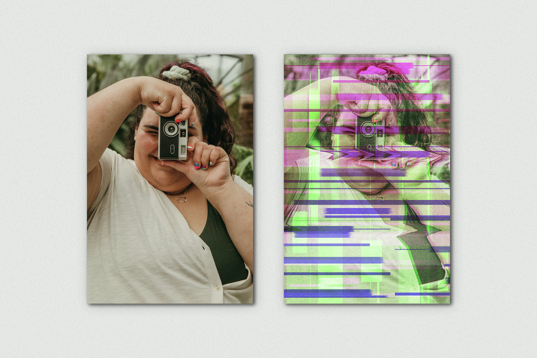 TV Screen Glitch Vertical Image Effect Mockup 7